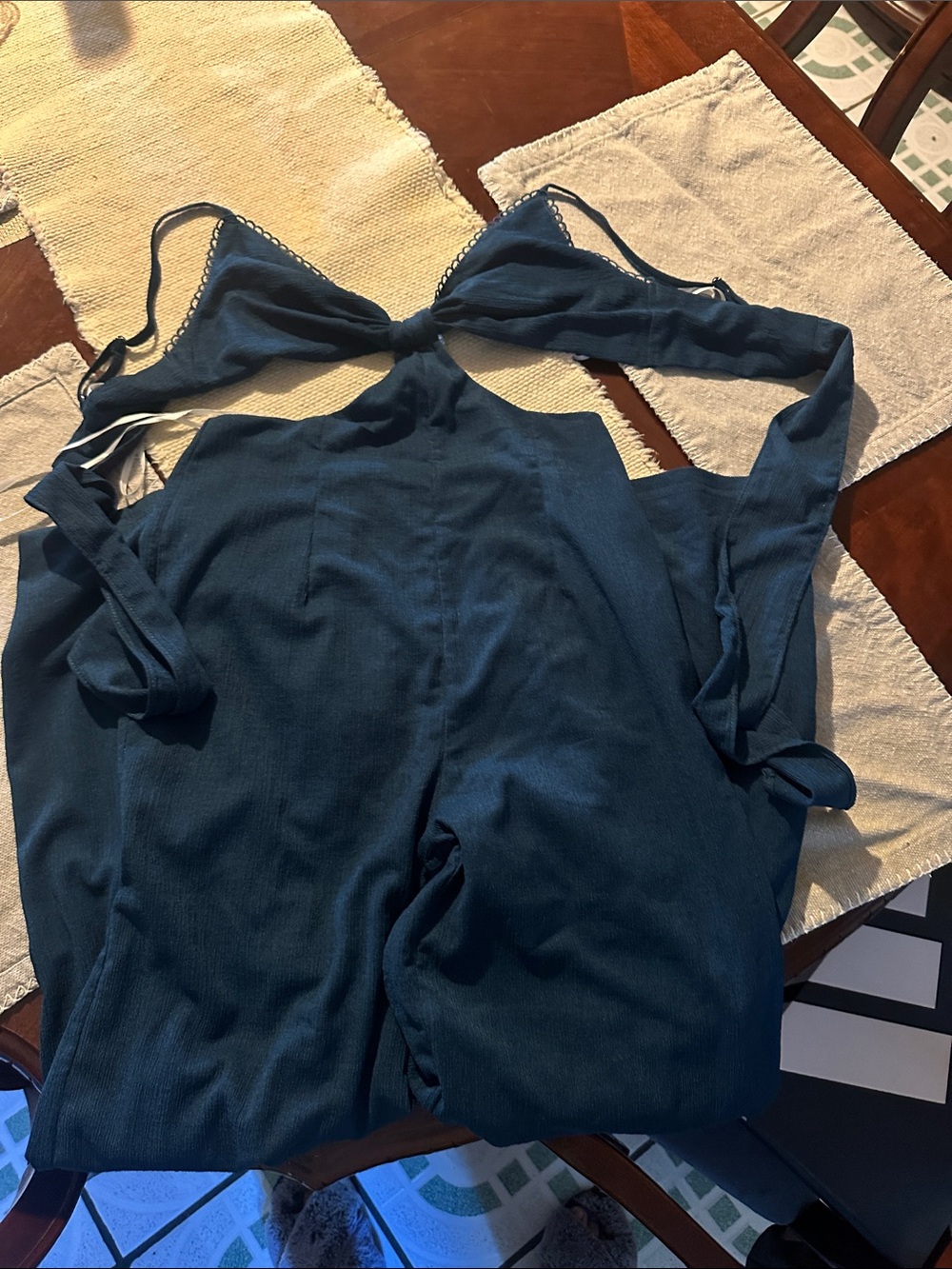 Dark blue  green Halter Jumpsuit